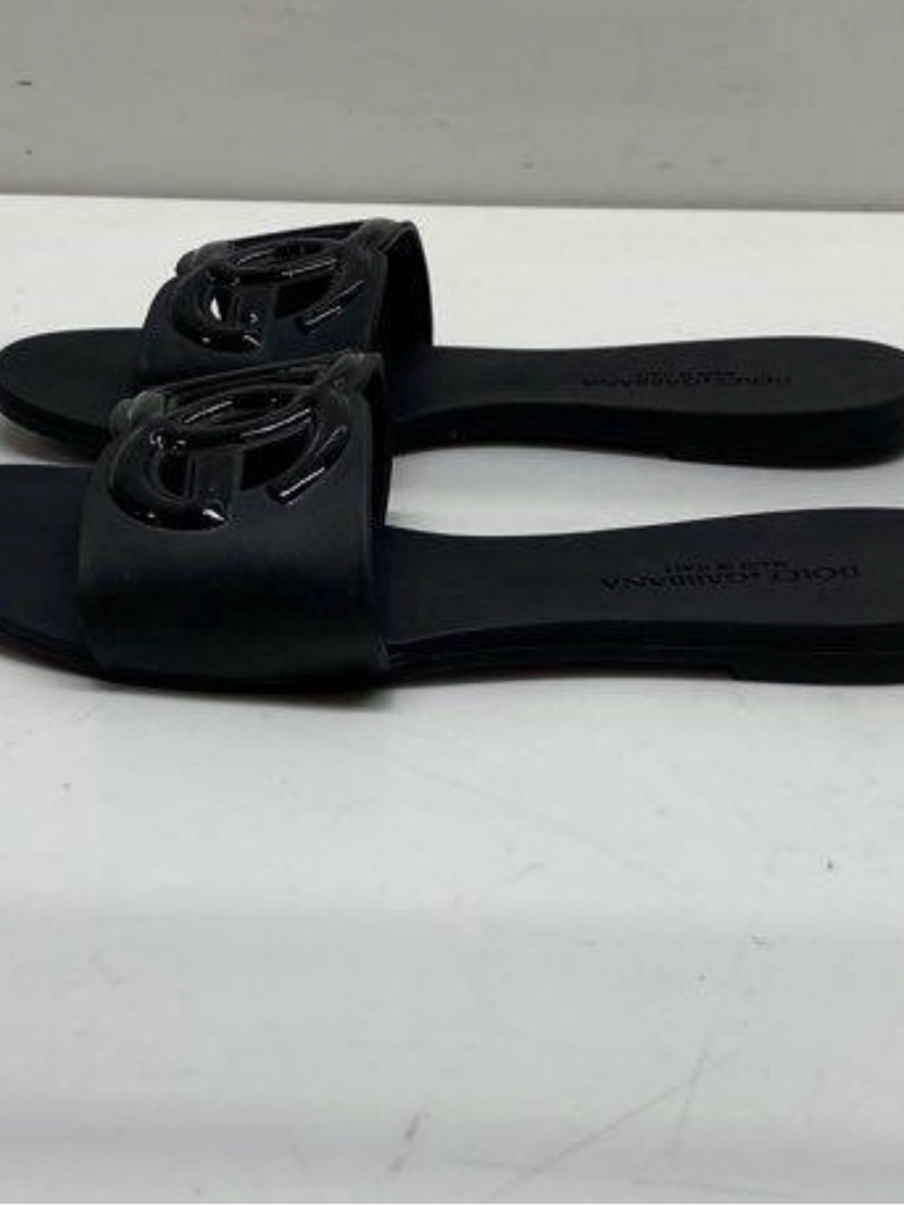 Dolce & Gabbana Bianca Interlock Black Slide Sandal Size 38 - Picture 5 of 10